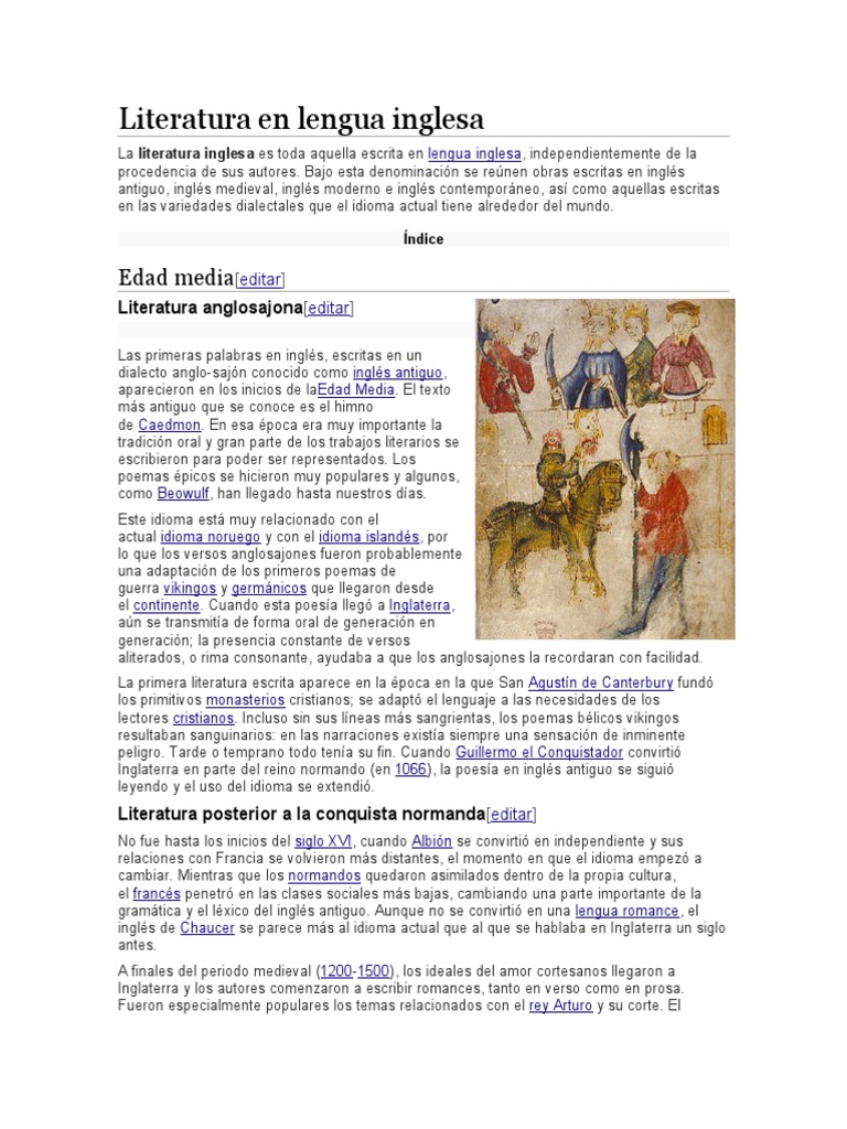 Literatura en Lengua Inglesa PDF Literatura inglesa