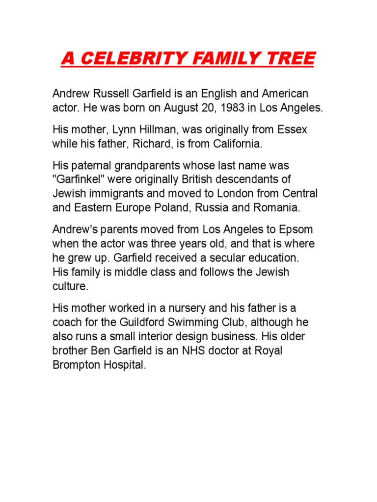 A Celebrity Family Tree | PDF