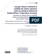 Estimación de Gas Metano Mediante El Modelo Landgem Del Relleno Sanitario Municipal de Residuos Sólidos de Patate-Pelileo, Tungurahua, Ecuador