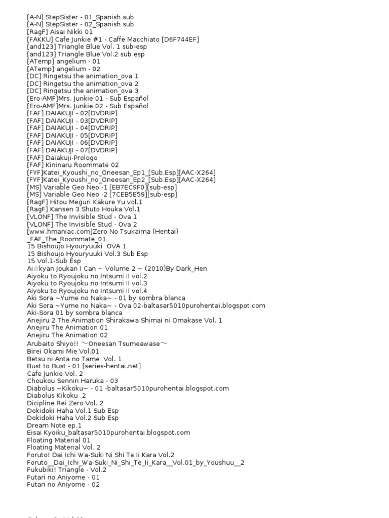 Hentai Series and Episodes List PDF Leisure