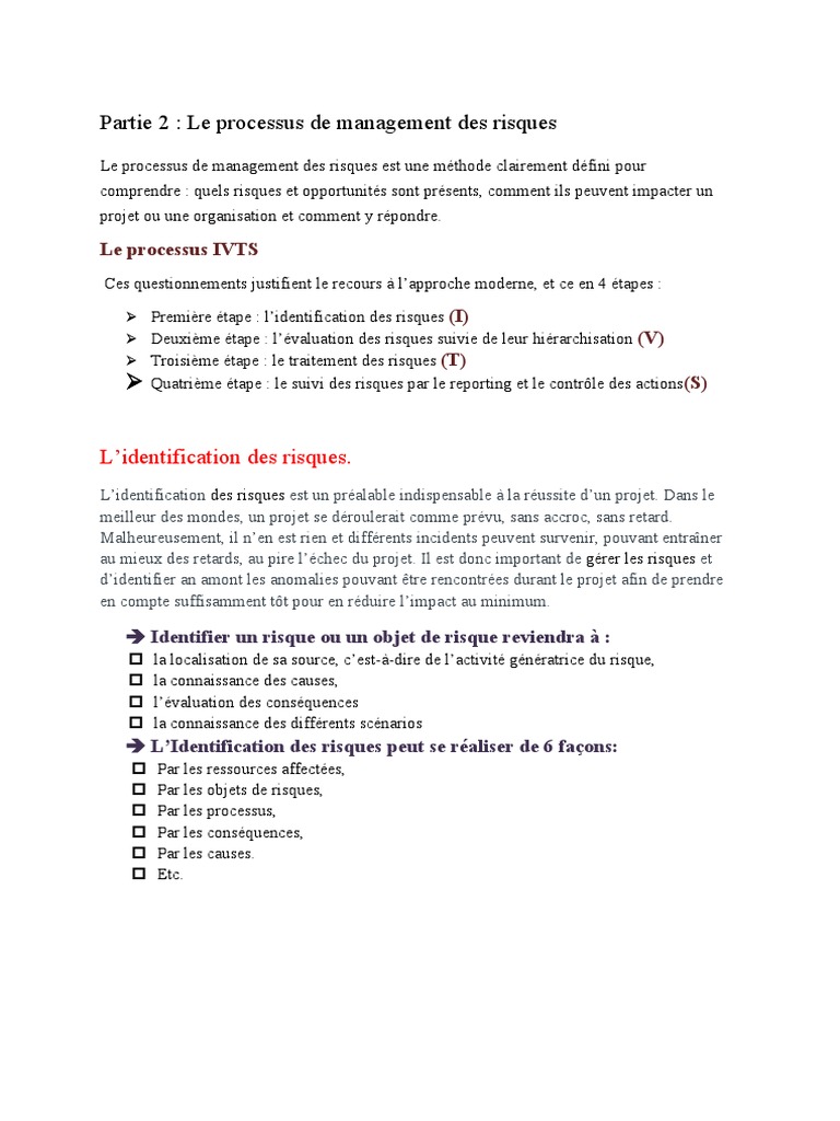 IVTS La Gestion Des Risques | PDF | Risque | Gestion des risques