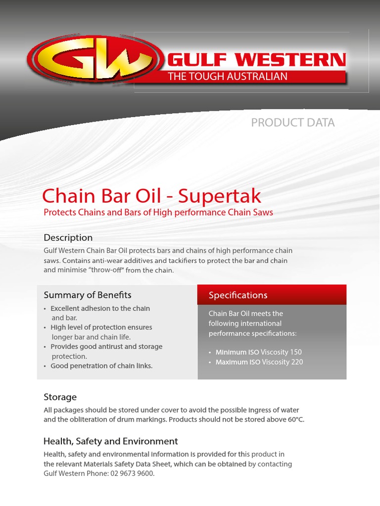 Chain Bar Oil Supertak2 2014 PDF Viscosity