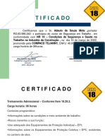 Certificado de Treinamento de NR 18 - Adauto de Souza Mota
