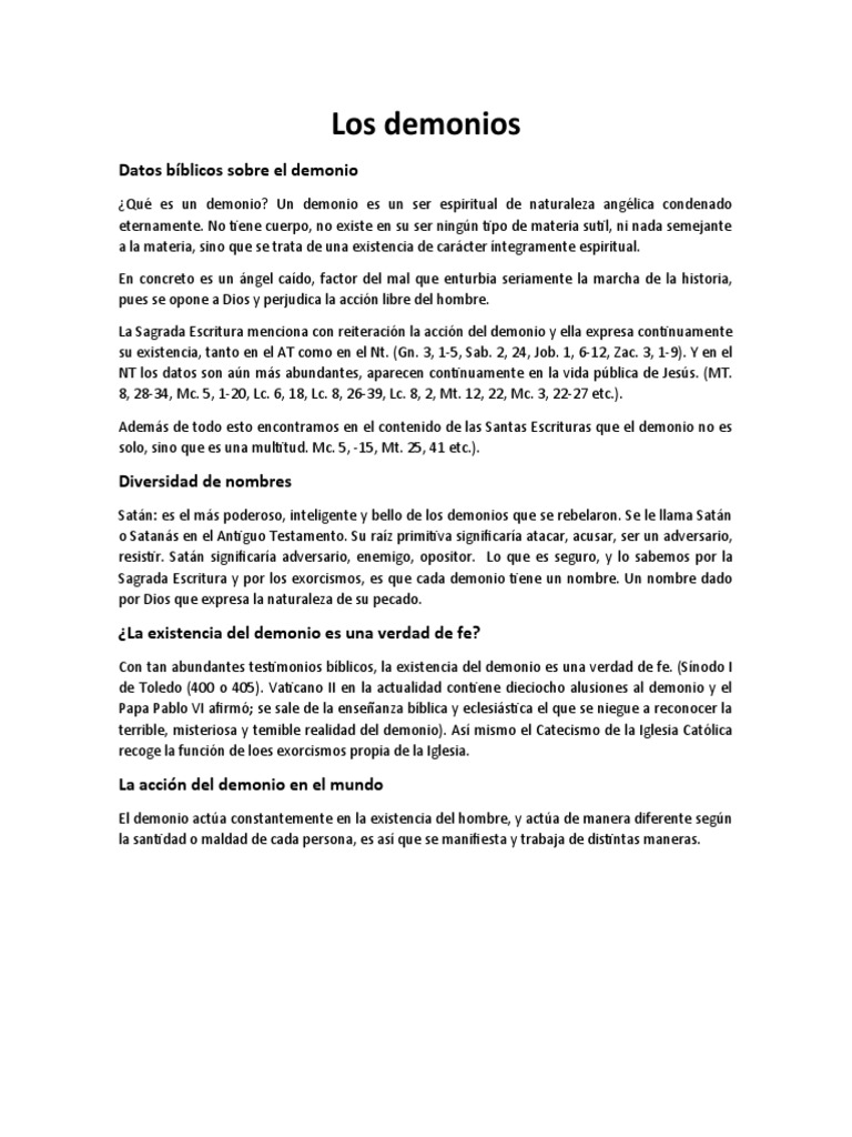 Sintesis de Los Demonios | PDF | Satán | Ángel