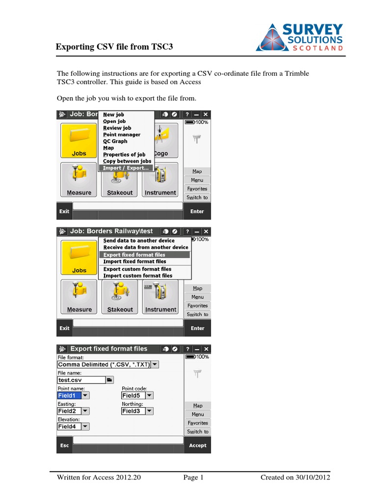 Export CSV from Trimble TSC3 Guide | PDF | Computers | Technology ...