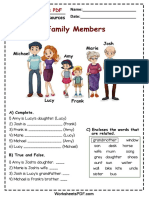 Family Members Quiz Unit # 4