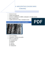 Causas de mielopatia: compressão vertebral, EM, NMO e outras