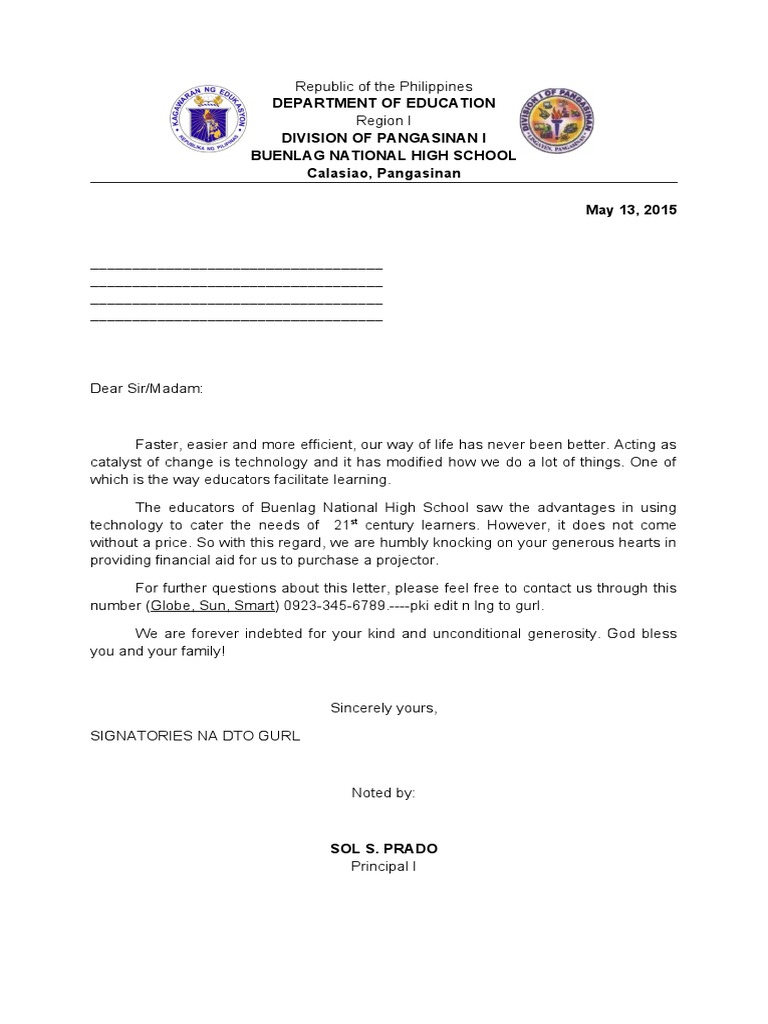 Solicitation Letter Projector PDF