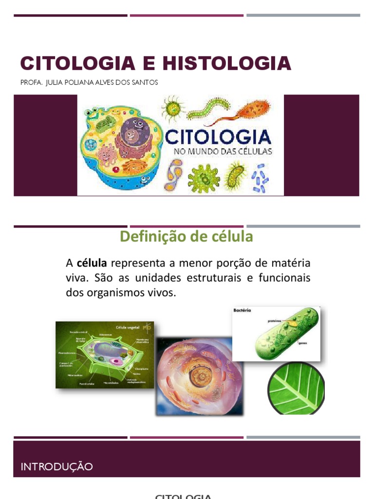 Introdução à Citologia e Histologia | PDF | Célula (Biologia ...