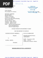 Memorandum of Plea Agreement, USA Vs Jacob L. Smith, November 6, 2020.