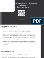 Permasalahan Legal Dalam Pelayanan Kesehatan (Kelalaian Atau Negligence)