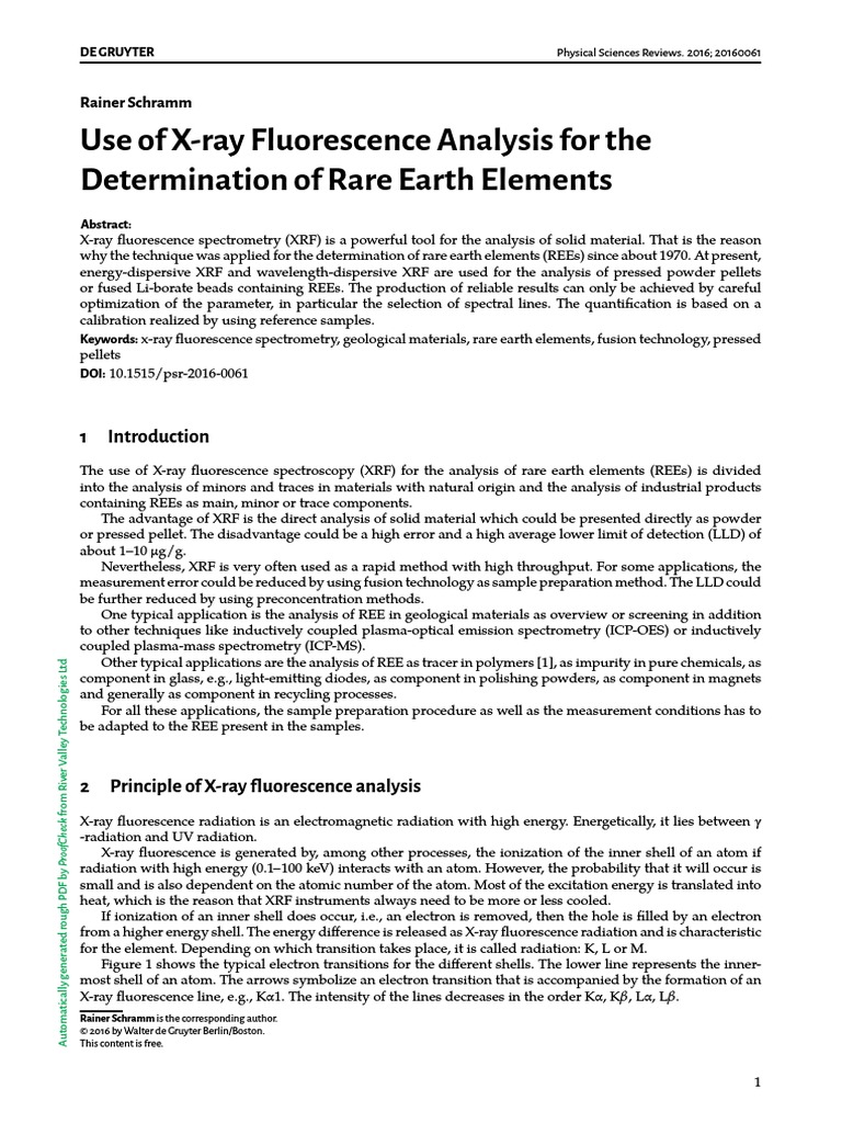Use of XRay Fluorescence Analysis For The PDF Energy Dispersive X