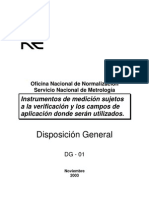 DG-01. Instrumentos de Medición Sujetos A La Verificación y Los Campos de Aplicación Donde Serán Utilizados.