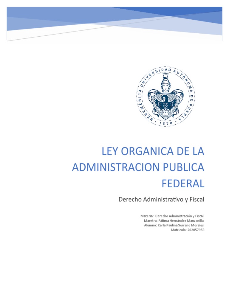 Ley Orgánica de la Administración Pública Federal | PDF ...