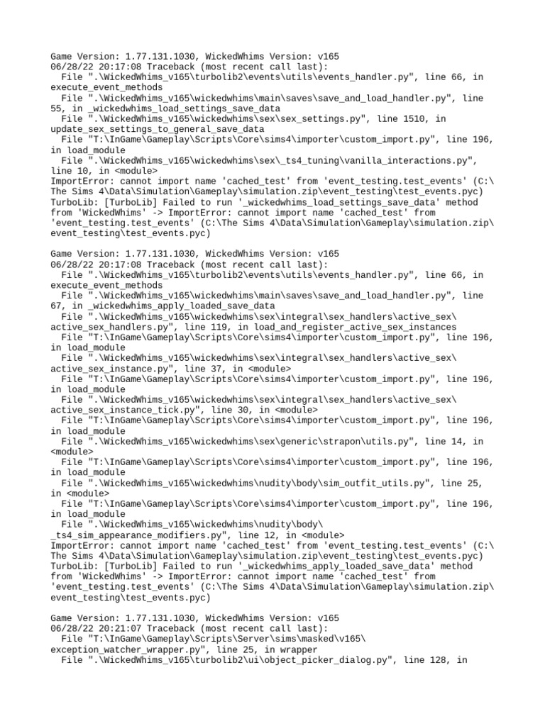 WickedWhims v165 Exception | PDF | Zip (File Format) | Software Development