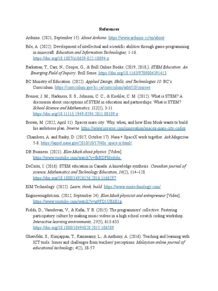 References PDF Science, Technology, Engineering, And Mathematics