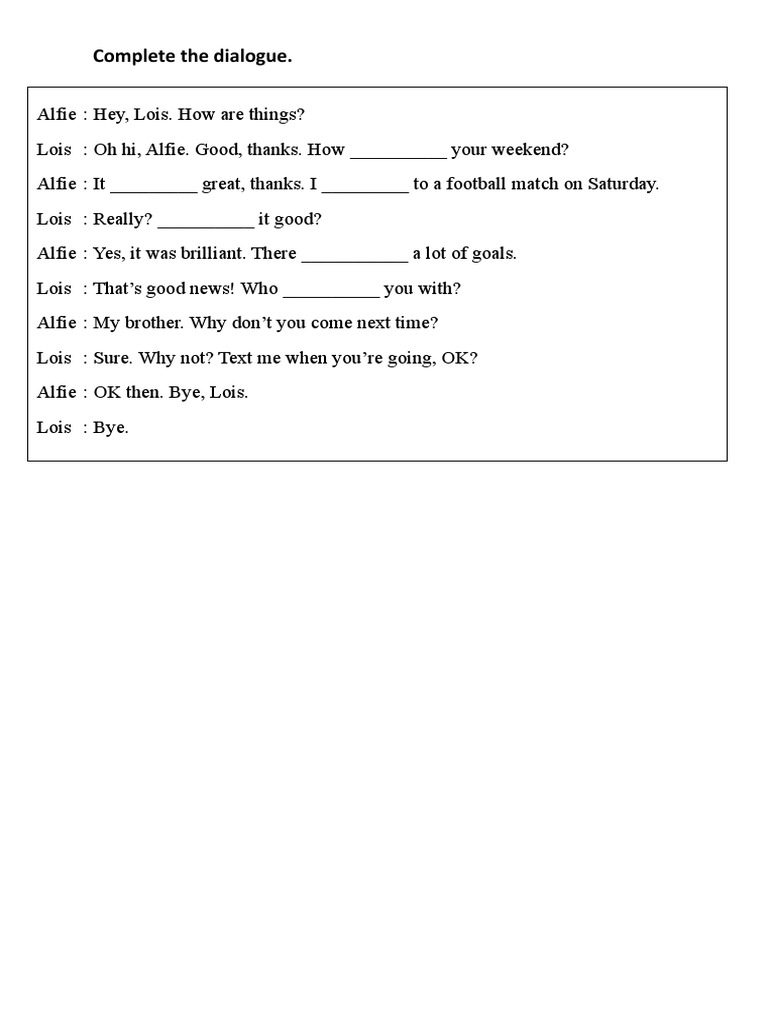 Complete The Dialogue | PDF | Sports & Recreation