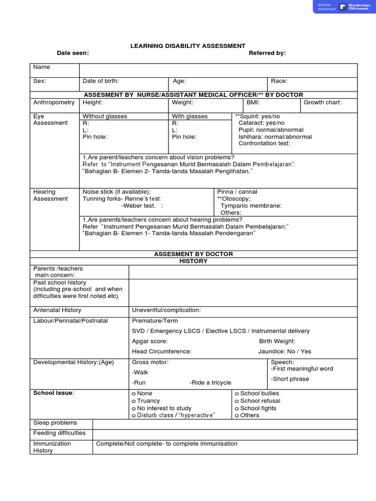 Learning Disability Assessment Guide | PDF | Mental Disorder ...