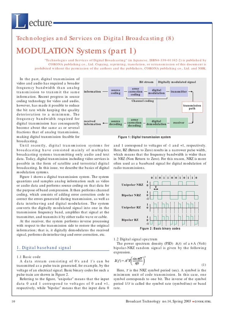 MODULATION Systems (Part 1) PDF Modulation Computer Data