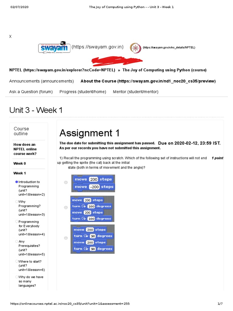 NPTEL Python Course Week 1 Overview | PDF | Control Flow | Scratch ...