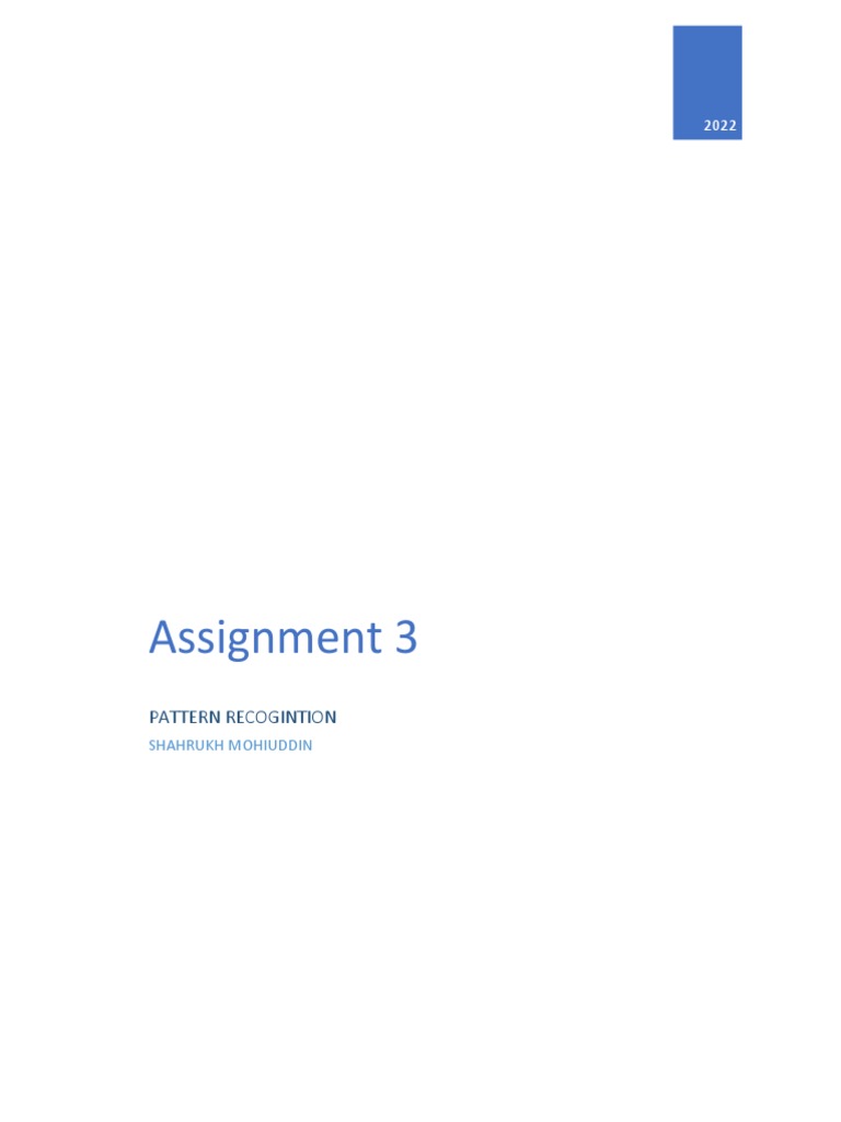 Assignment 3: Pattern Recogintion | PDF
