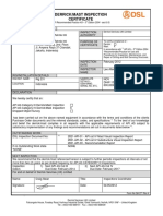 Derrick/Mast Inspection Certificate: (API Recommended Practice 4G - 3 Edition 2004 - Sect 9.0)