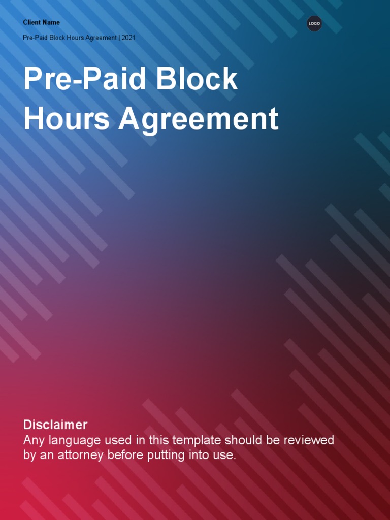 Pre-Paid Block Hours Agreement: Disclaimer | PDF | Legal Liability ...