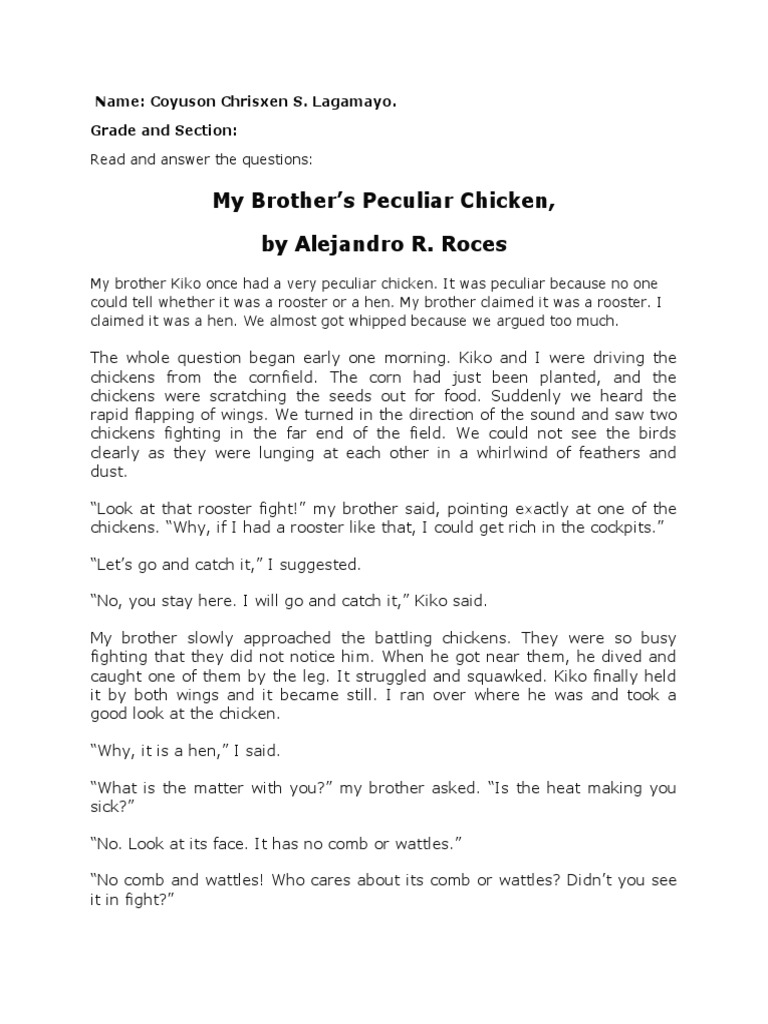 my-brother-s-peculiar-chicken-by-alejandro-r-roces-read-and-answer