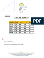 Liste de Prix Gobelets Standards 150.000 PAPER CUP 01-05-2022