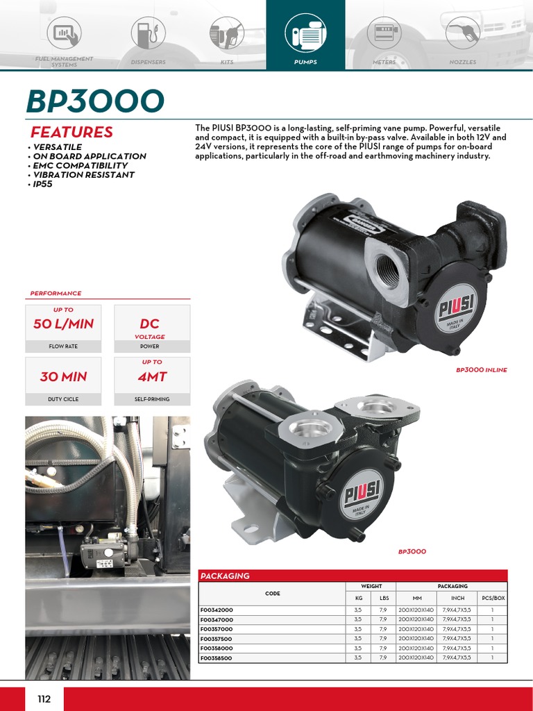 Bp3000 Piusi Datasheet Fuel 01.21 en, PDF, Pump