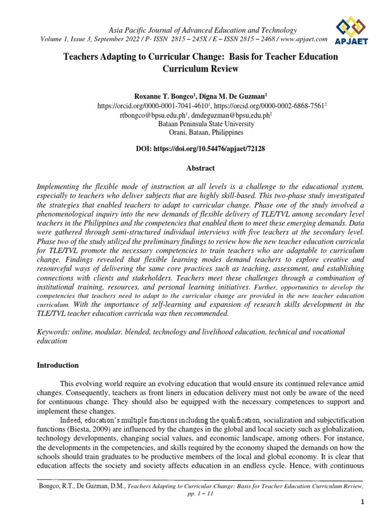 Teacher Adaptation to Curricular Change | PDF | Curriculum | Teachers