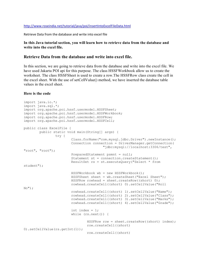 Java Excel Footer with HSSFRow Usage | PDF | Teaching Methods ...