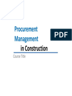 Procurement Management: in Construction in Construction