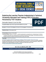 Exploring The Learning Theories Underpinning in Technical, Vocational, Education and Training (TVET) Curriculum Perceived by TVET Students