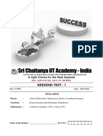 Sri Chaitanya IIT Academy - India: Weekend Test - 1