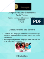 Campus Irapuato-Salamanca Sede Yuriria: Applied Literature: Literature in The ESL Classroom