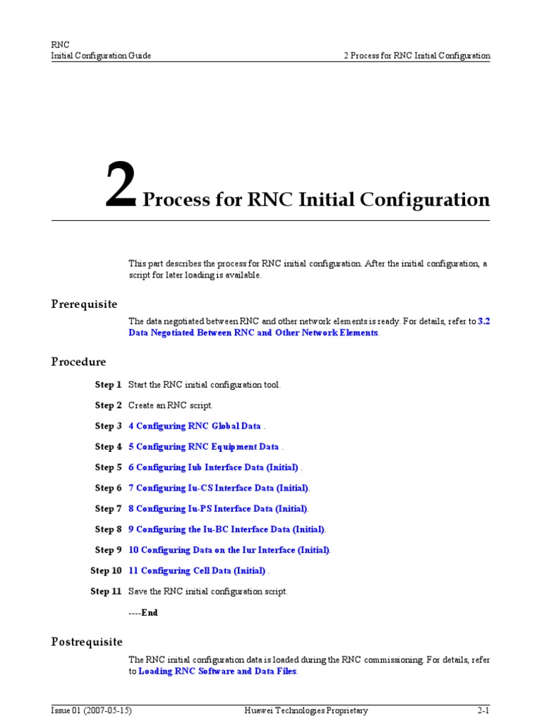 RNC Initial Configuration Process Guide | PDF | Finance & Money ...
