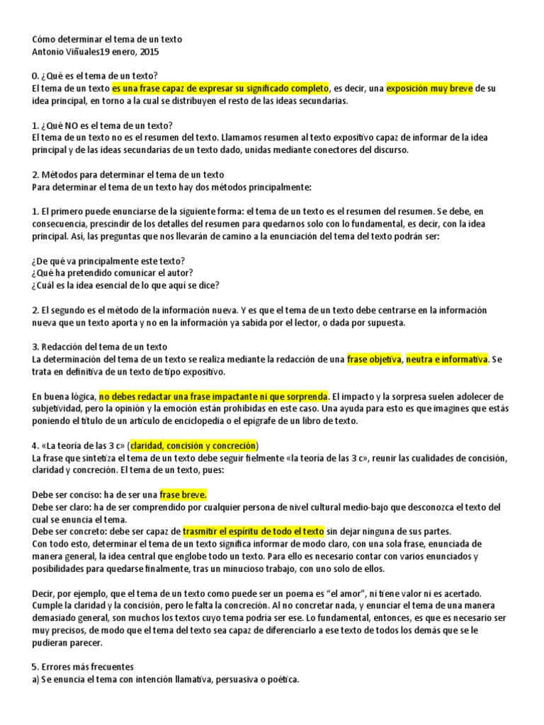 Cómo Determinar El Tema de Un Texto | PDF | Ciencia cognitiva | Cognición
