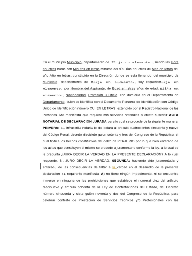 Declaración Jurada 029 - ACTUALIZADA - Dotx | PDF | Justicia | Crimen y ...
