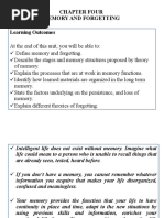 Chapter Four Memory and Forgetting: Learning Outcomes