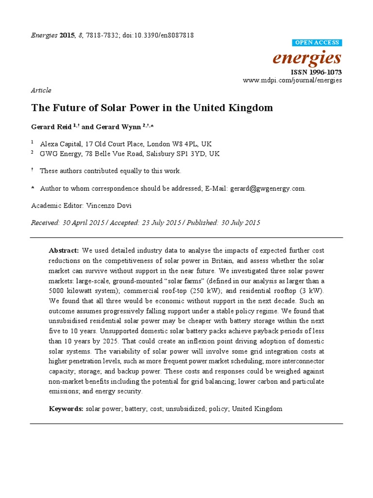 The Future of Solar Power in The United Kingdom | PDF | Solar Power ...
