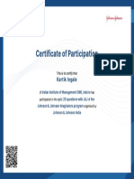 Certificate of Participation: Kartik Ingale