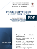 L'Accès Des Étrangers à l'État Civil Local