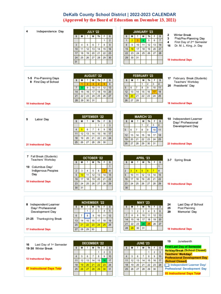 DeKalb County School Calendar 2022-2023 | PDF | Public Services | Social Institutions