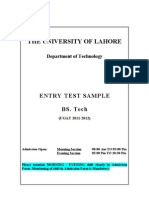 The University of Lahore: Entry Test Sample BS. Tech