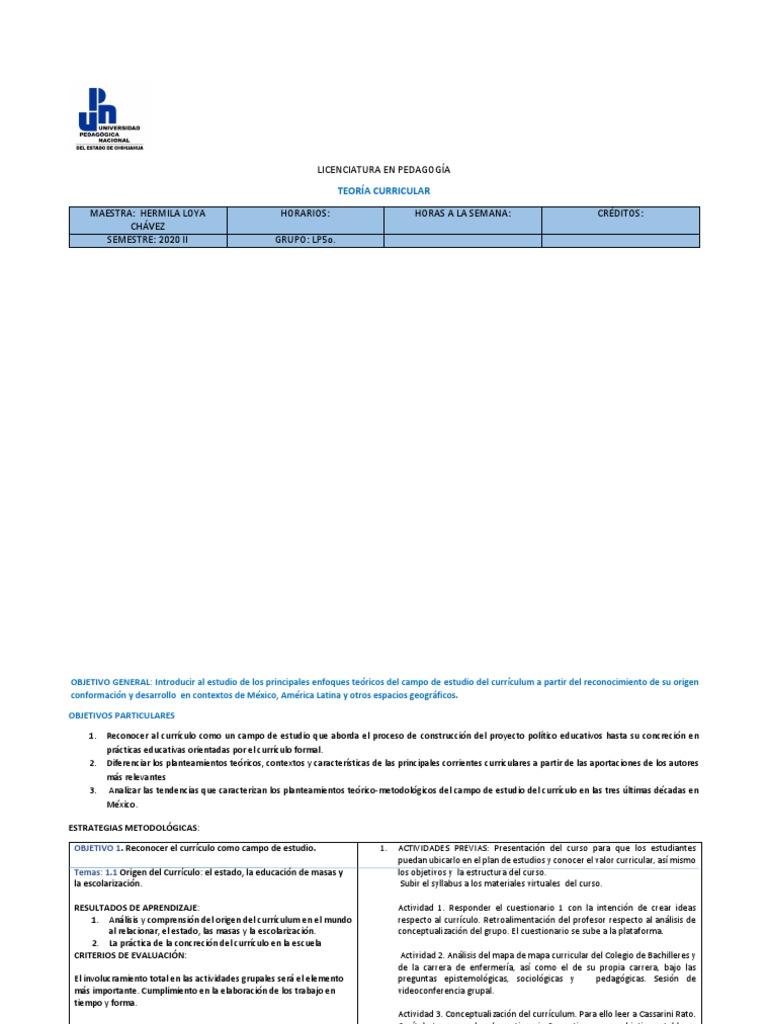 Teoría Curricular en Educación Superior | PDF | Plan de estudios ...