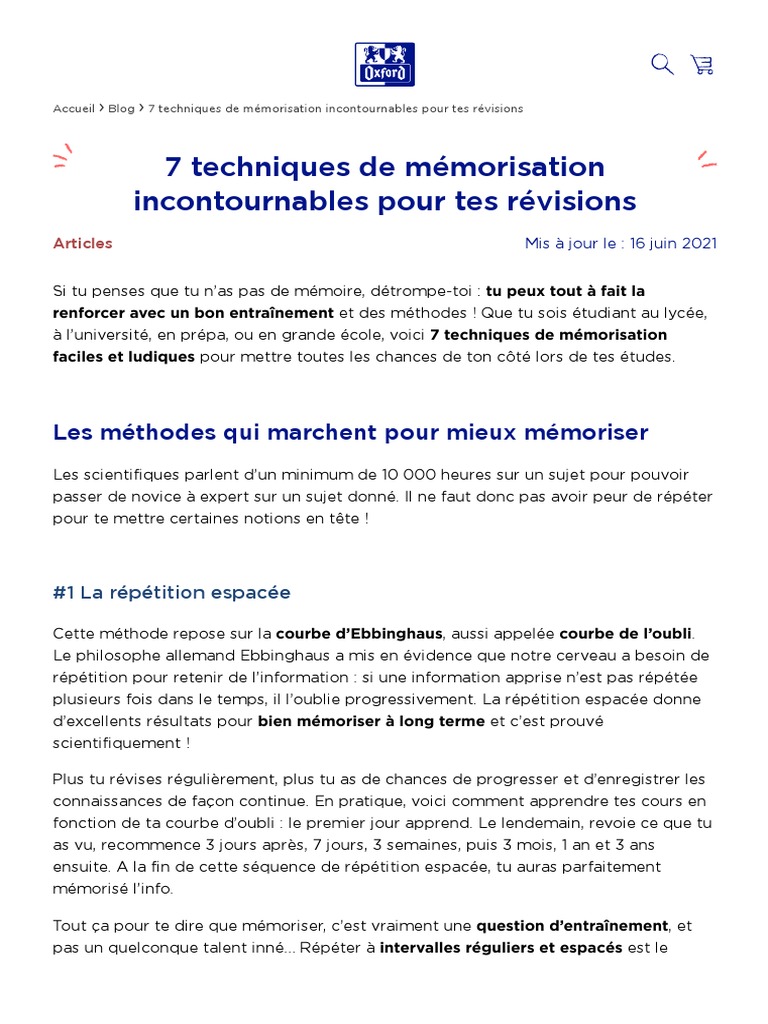 7 Techniques de Mémorisation Pour Tes Révisions | PDF | Mémoire ...