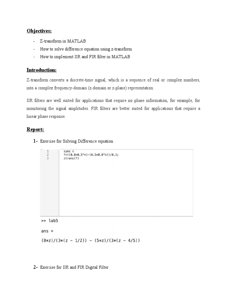 Objectives How To Solve Difference Equation Using ZTransform How