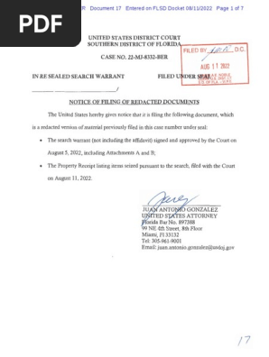 Redacted Search Warrant Trump