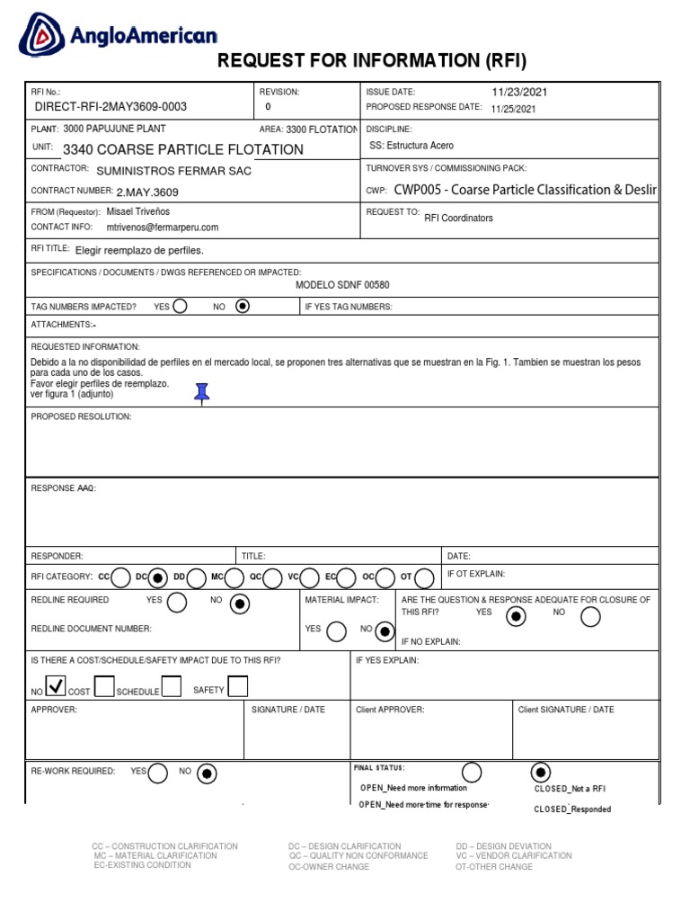 Construction RFI Clarification Template | PDF | Business Process